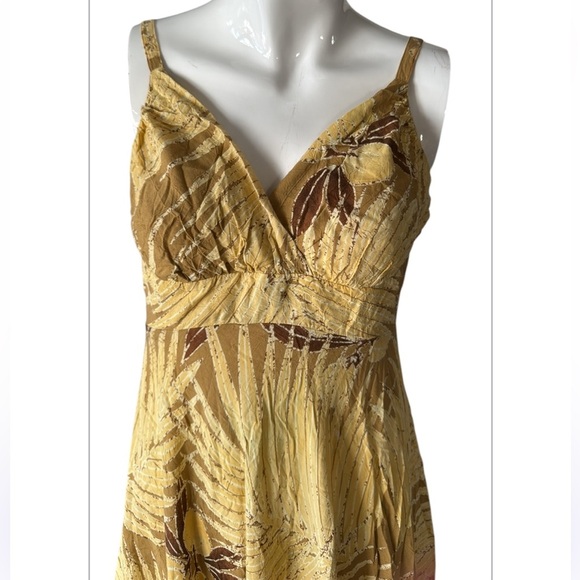 Jams World Limited Edition Palm Delight Brown Surplice Midi Dress Size Medium - Picture 3 of 13
